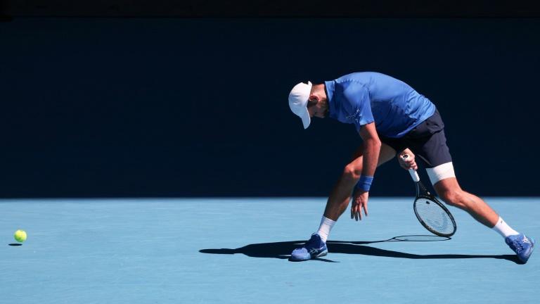 Novak Djokovic en demi-finales de l'Open d'Australie, le 24 janvier 2025 à Melbourne