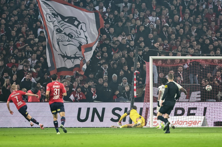 Hakon Haraldsson, auteur du premier but lillois face à Nice, le 17 janvier 2025 au stade Pierre-Mauroy