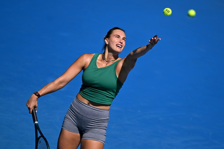 Aryna Sabalenka lors d'un entraînement à Melbourne avant l'Open d'Australie, le 10 janvier 2025.