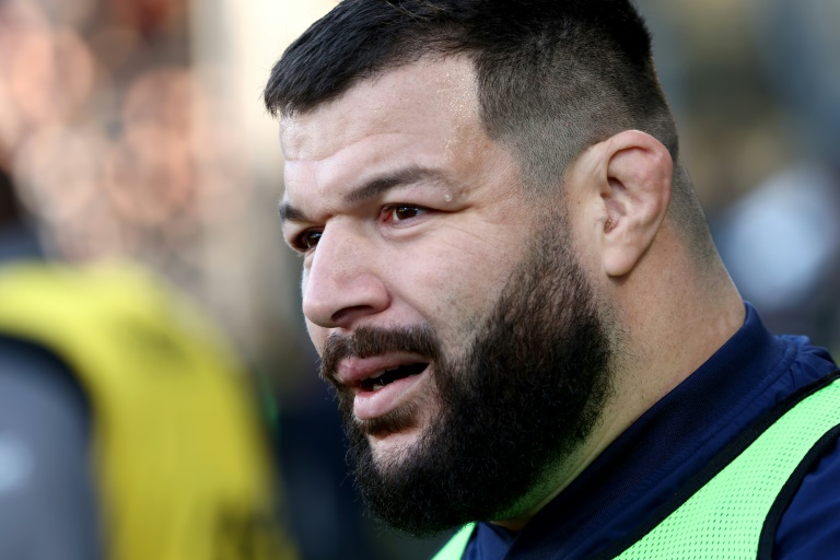 Le pilier du Leinster Rabah Slimani avant le match de Champions Cup contre La Rochelle le 12 janvier 2025 au stade Marcel-Deflandre à La Rochelle