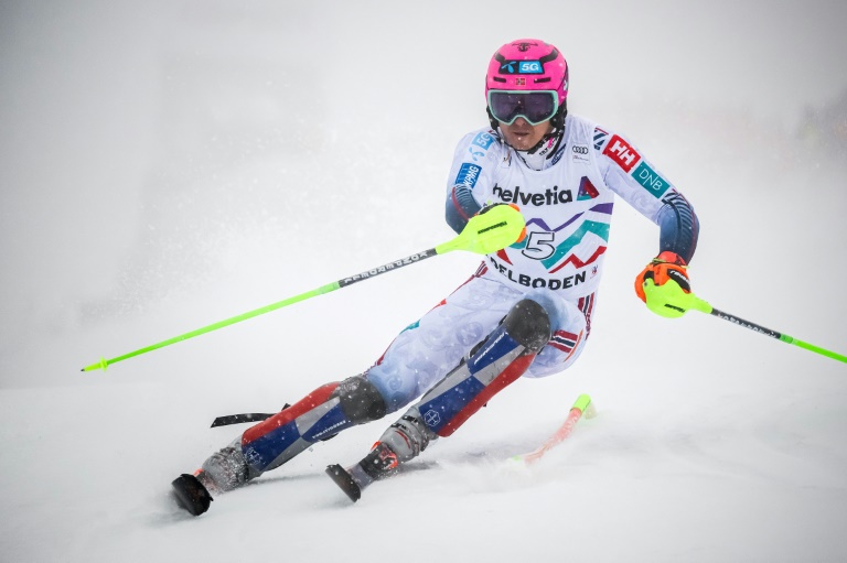 Henrik Kristoffersen lors du slalom d'Adelboden, le 11 janvier 2025