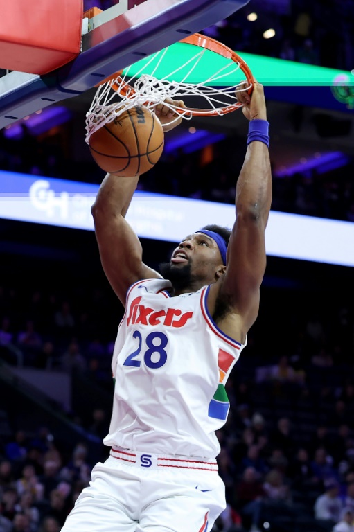 Guerschon Yabusele (Philadelphia 76ers) contre les Los Angeles Lakers à Phladelphie, le 28 janvier 2025 en NBA.