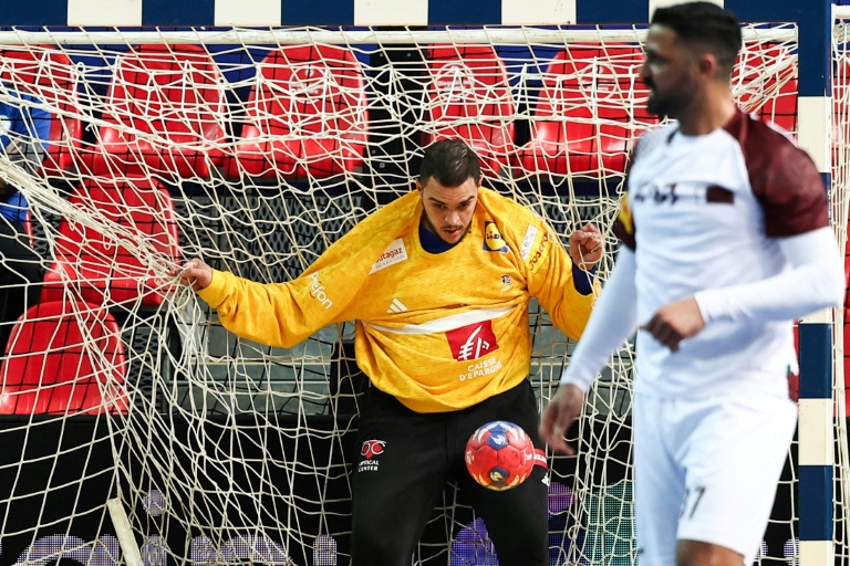 Samir Bellahcene dans le but des Bleus face au Qataren ouverture du Mondial à Porec, le 14 janvier 2025