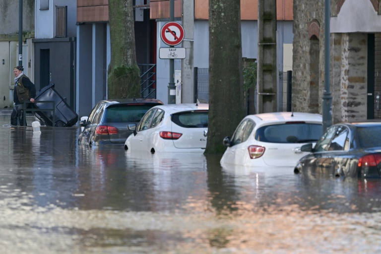 Une rue de Rennes inondée, le 27 janvier 2025