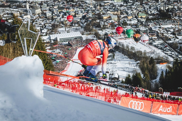 Le Suisse Marco Odermatt lors de la descente de Coupe du monde de Kitzbühel, en Autriche, le 25 janvier 2025.