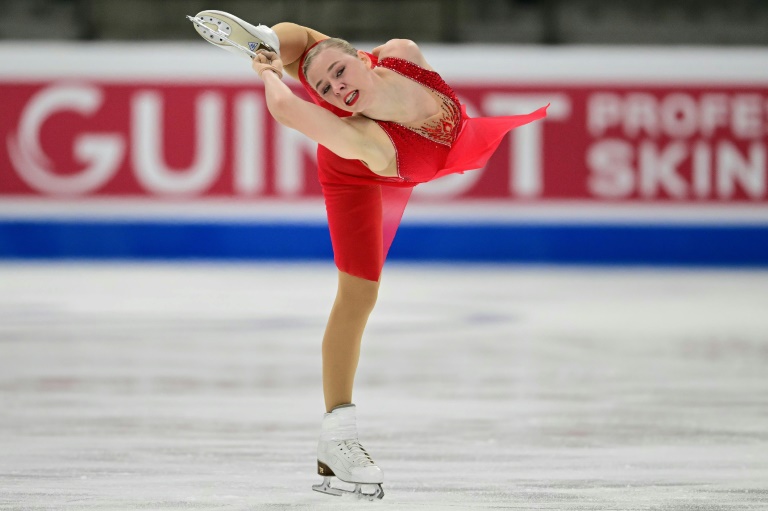 L'Estonienne Niina Petrokina lors de son programme court, aux Championnats d'Europe de patinage artistique, le 29 janvier 2025 à Tallinn