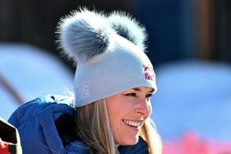 L'Américain Lindsey Vonn après la descente de Sankt Anton, en Autriche, en Coupe du monde de ski alpin, le 11 janvier 2025.