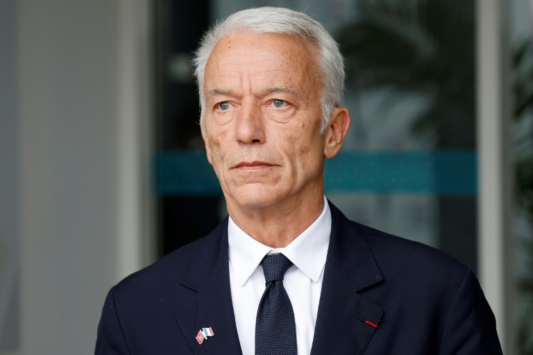 Le président du Medef Patrick Martin visite l'Université de Rabat au Maroc, le 29 octobre 2024