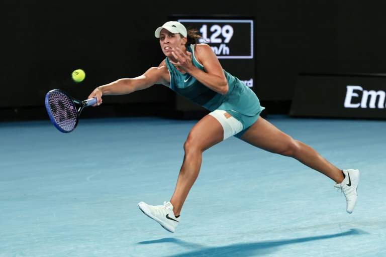 Madison Keys en finale de l'Open d'Australie face à Aryna Sabalenka, à Melbourne, le 25 janvier 2025