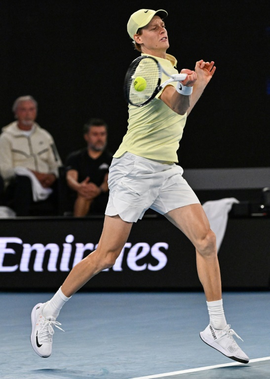 Jannik Sinner en finale de l'Open d'Australie face à Alexander Zverev, à Melbourne, le 26 janvier 2025