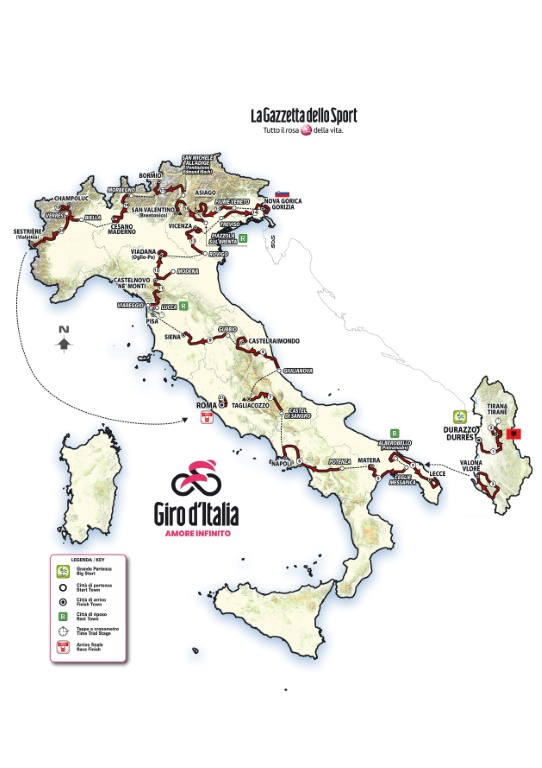 Le parcours du Tour d'Italie 2025 dévoilé le 13 janvier 2025 à Rome