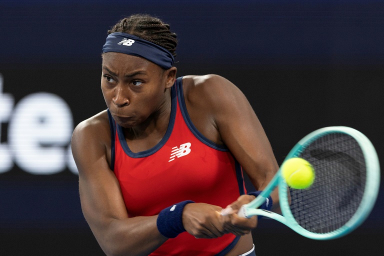 L'Américaine Coco Gauff au cours de son match contre la Tchèque Karolina en demi-finale de la United Cup le 4 janvier 2025 à Sydney.