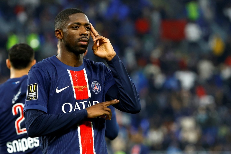 Ousmane Dembélé vient de marquer le but de la victoire du PSG contre Monaco dans le Trophée des champions le 5 janvier 2025 à Doha