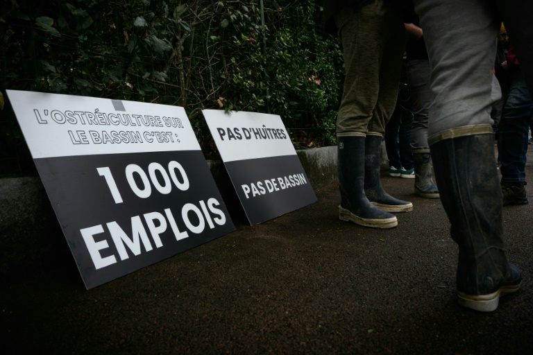 Des ostréiculteurs manifestent à Arcachon, en Gironde