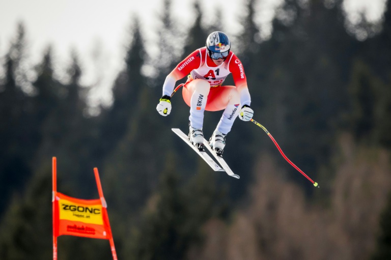 Le Suisse Franjo von Allmen lancé vers son sacre en descente aux Mondiaux de Saalbach, le 9 février  2025