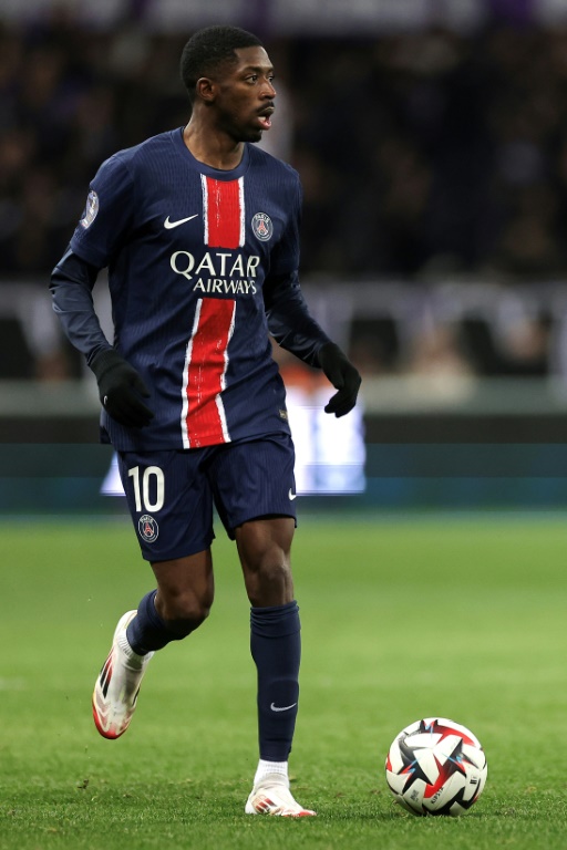 Ousmane Dembélé, le buteur du PSG, au cours sdu match de L1 contre Toulouse le 15 février 2025 au Stadium