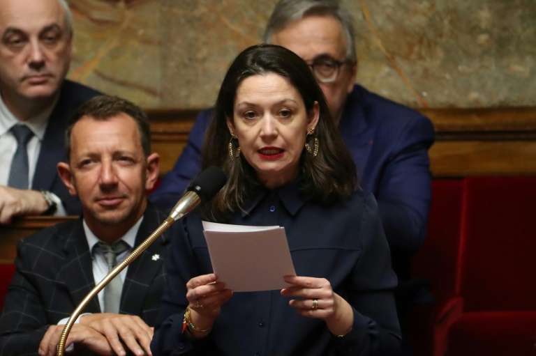 La députée Marie-Pierre Rixain s'exprime le 6 mars 2019 à l'Assemblée nationale à Paris