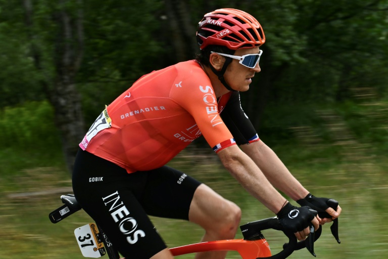 Geraint Thomas, le coureur britannique de l'équipe Ineos Grenadiers, lors de la 4e étape du Tour de France 2024, 140 km entre Pinerolo en Italie et Valloire en France, le 2 juillet 2024