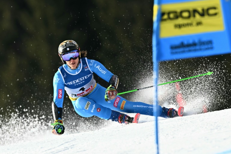 L'Italienne Federica Brignone dans la première manche du géant des Mondiaux le 13 févier 2025 à Saalbach