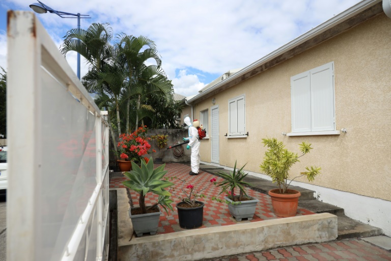 Opération de fumigation pour empêcher la prolifération des moustiques, à La Possession, le 28 avril 2020 sur l'île de La Réunion