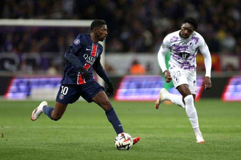 Ousmane Dembele lors de la rencontre de Ligue 1 à Toulouse, le 15 février 2025