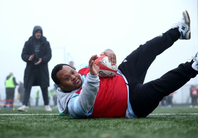 Un joueur de la section sport adapté du Racing 92 lors d'un entraînement le 5 février 2025 au Plessis-Robinson