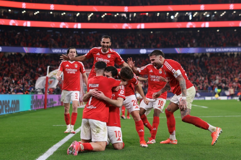 Le milieu de terrain de Benfica Orkun Kokcu, auteur du troisième but face à Monaco, en barrages de Ligues des champions, le 18 février 2025 à Lisbonne