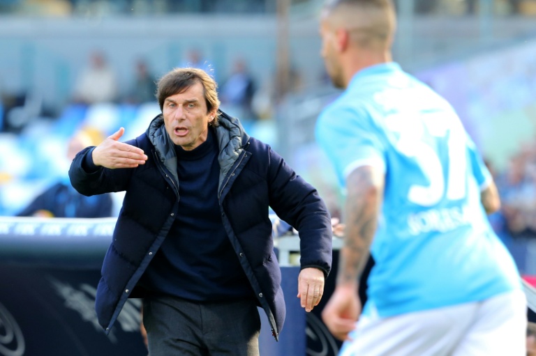 L'entraîneur de Naples Antonio Conte durant le match de son équipe face à la Fiorentina (2-1) le 9 mars 2025