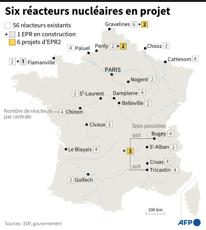 Six réacteurs nucléaires en projet