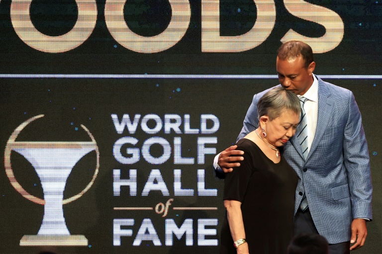 Tiger Woods et sa mère Kultida Woods, le 9 mars 2025 à Ponte Vedra Beach, en Floride