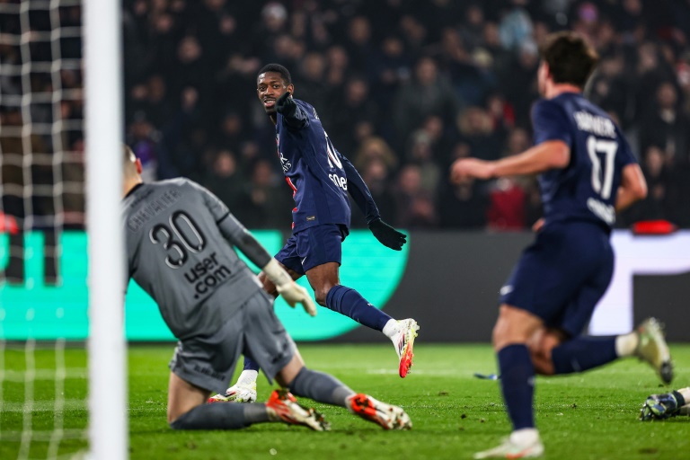 Ousmane Dembélé lors de la victoire du PSG contre Lille en Ligue 1 au Parc des Princes le 1er mars 2025