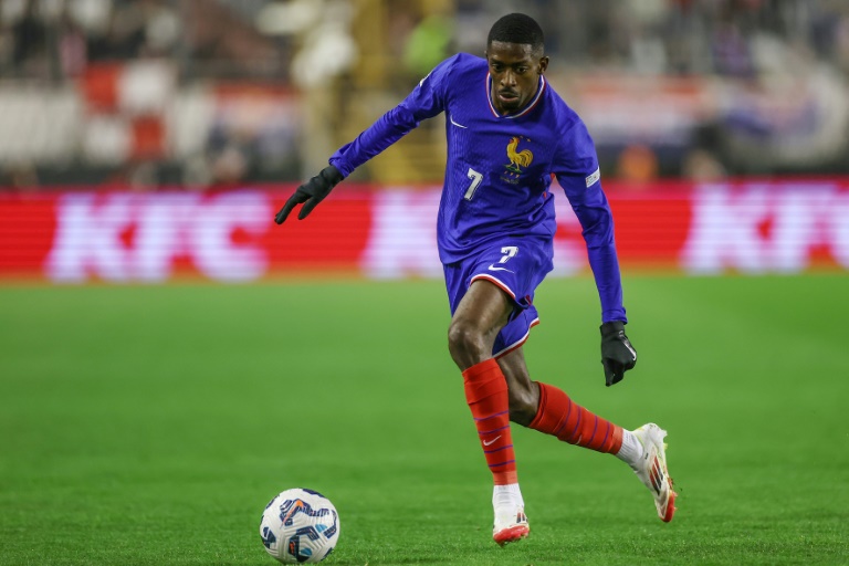 L'attaquant de l'équipe de France Ousmane Dembélé lors du match de Ligue des nations perdu 2-0 en Croatie, à Split le 20 mars 2025.