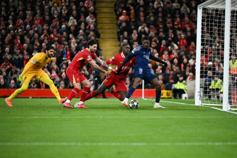 Le but d'Ousmane Dembelé pour le PSG lors du 8e de finale retour de Ligue des champions contre Liverpool, le 11 mars 2025 à Anfield