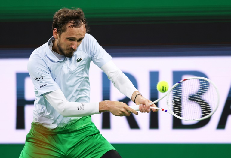 Le Russe Daniil Medvedev face à l'Américain Tommy Paul en 8e de finale du Masters 1000 d'Indian Wells, le 11 mars 2025