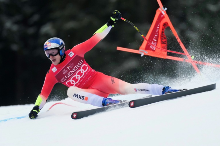 Le skieur suisse Marco Odermatt lors du slalom géant de Kvitfjell -Norvège) le 9 mars 2025.