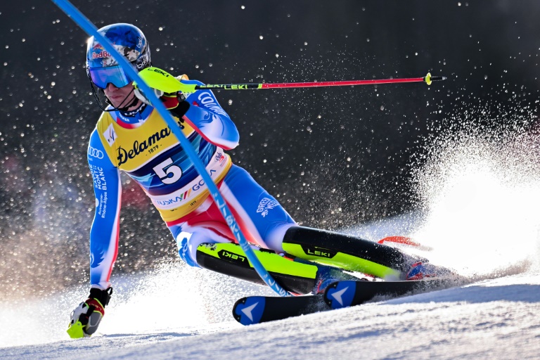 Le Français Clément Noël lors du slalom de Kranjska Gora, le 2 mars 2025