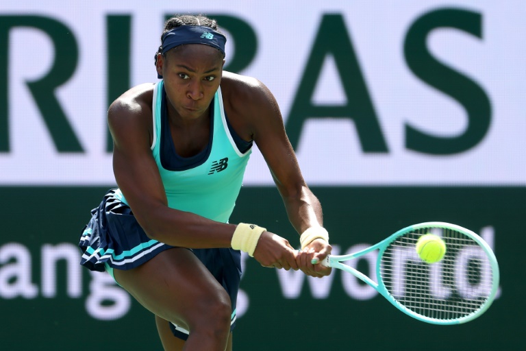 L'Américaine Coco Gauff lors de sa défaite en 8e de finale du tournoi WTA 1000 d'Indian Wells face à la Suissesse Belinda Bencic, le 12 mars 2025