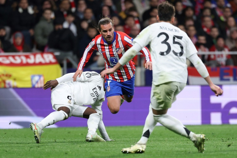 Antoine Griezmann pendant le huitième de finale retour entre l'Atlético et le Real Madrid mercredi au stade Metropolitano