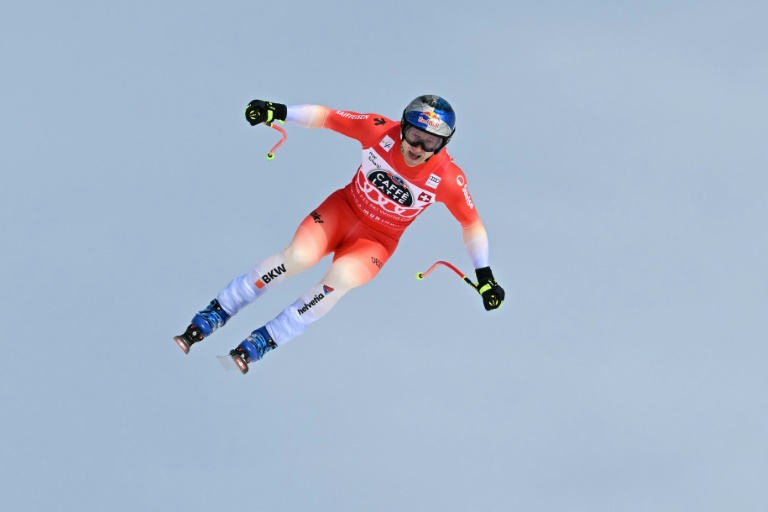 Marco Odermatt lors de la descente de Crans-Montana, le 22 février 2025